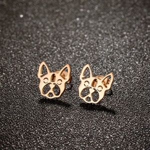 Bulldog Stud Earrings rose gold
